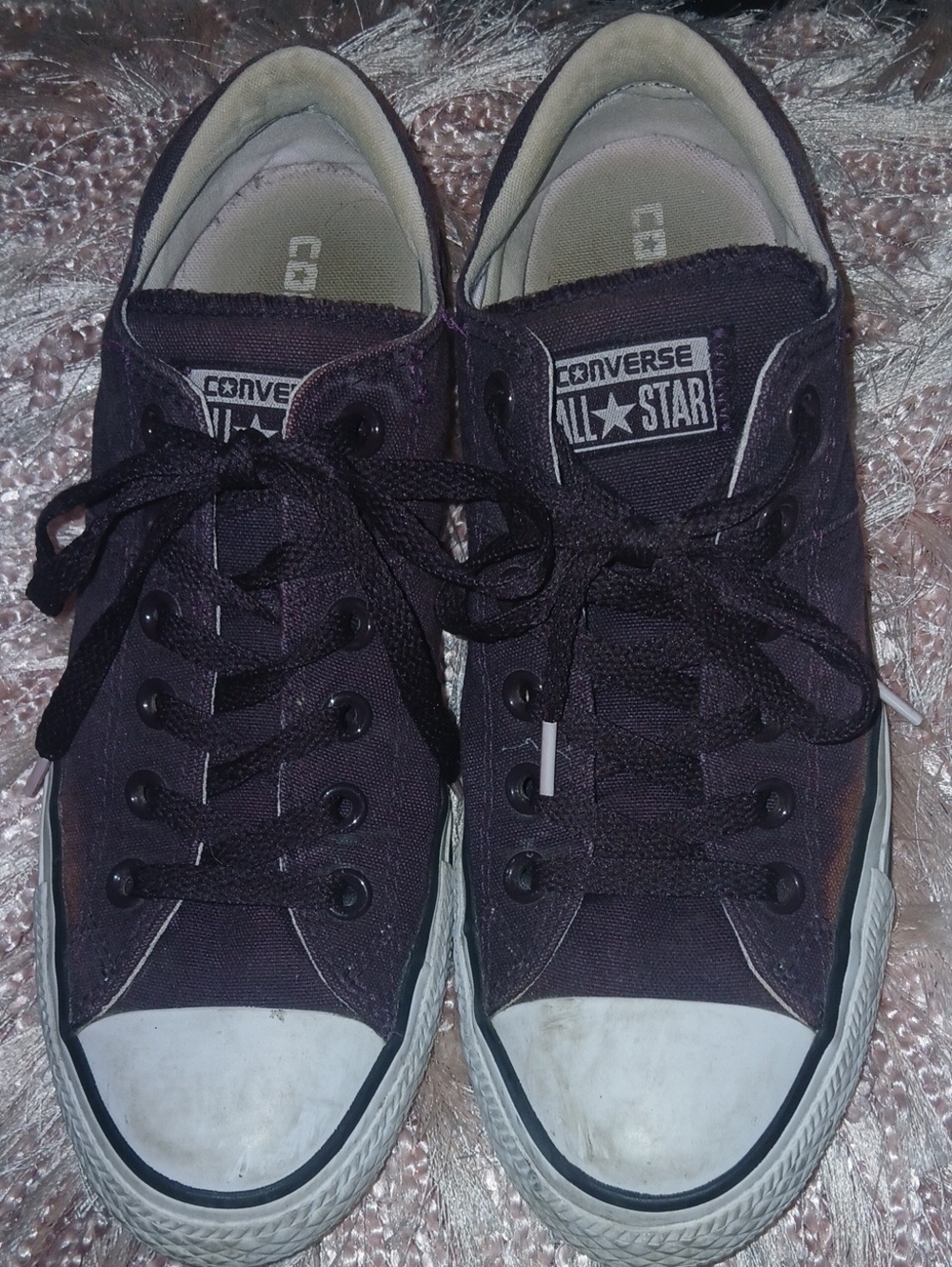 Converse Low Top Sneakers in Dark Purple and Black
